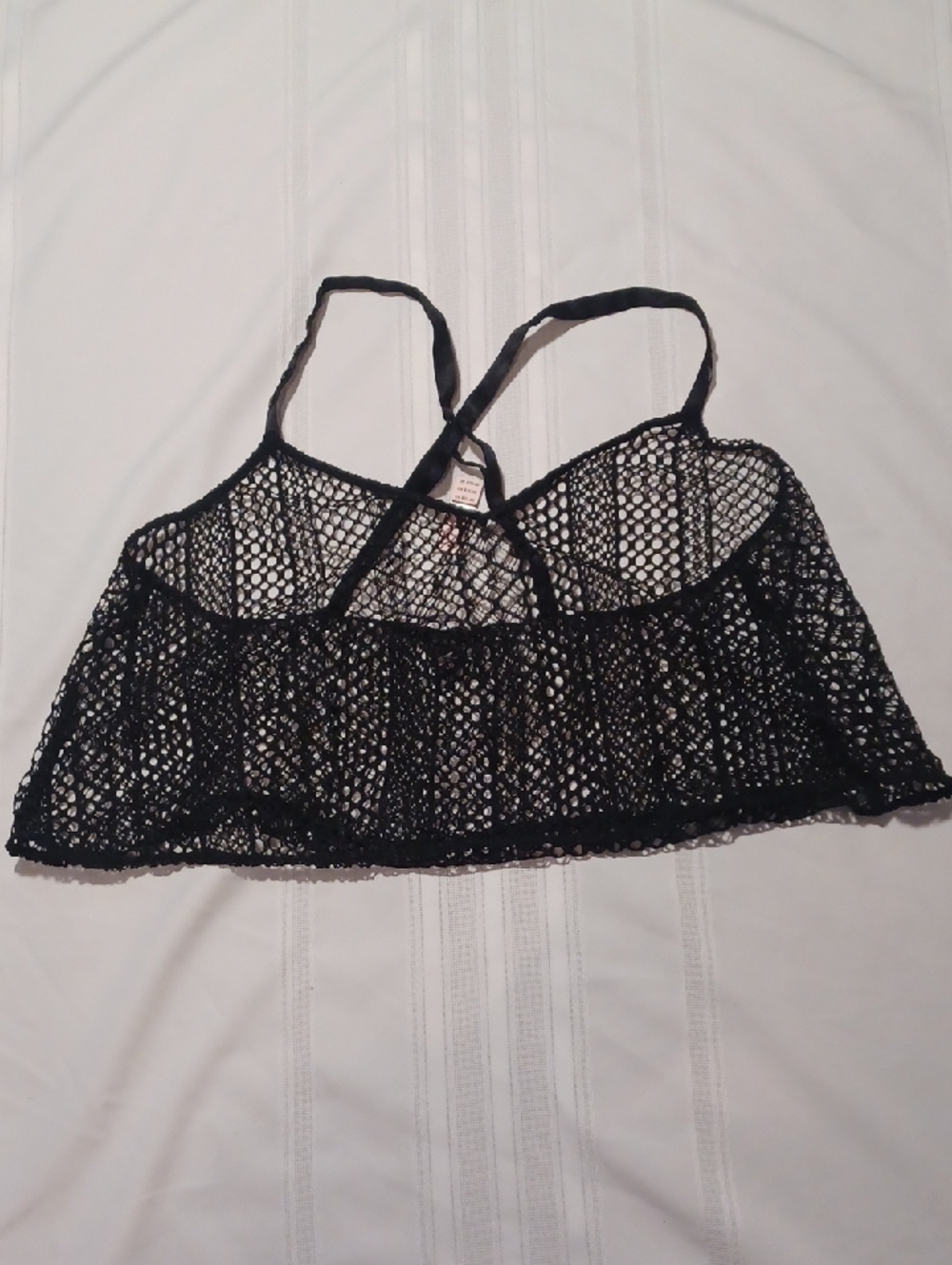 NWT Victorias Secret Black Crochet Mesh Halter Top